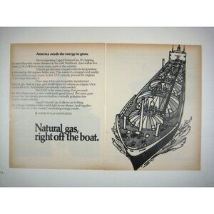 Vintage American Gas Association Natural Gas Print Ad 2 Page Boat